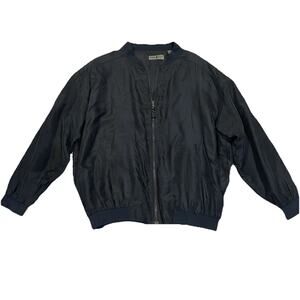 VTG Robert Stock 100% Silk Blouson Jacket Mens Medium Preppy Bomber 90s Full Zip